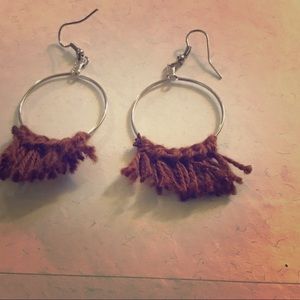 Brown macrame handmade earrings